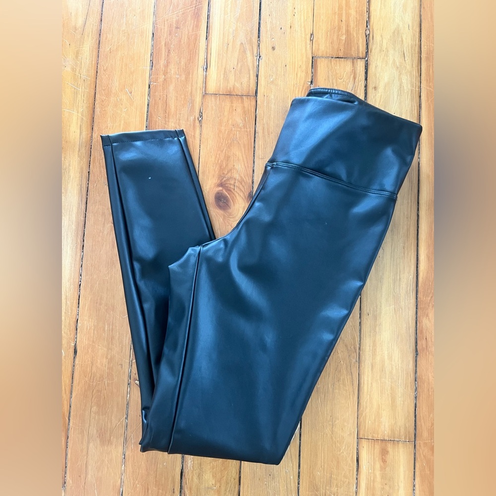 Black Faux Leather Leggings Fleece Lined